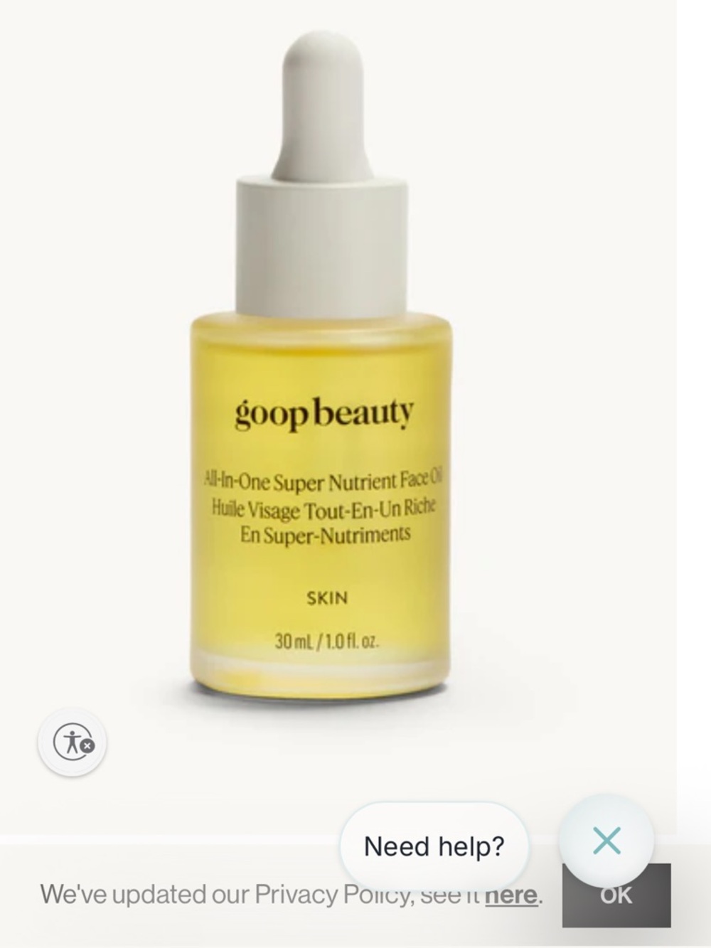 goopbeauty Super Nutrient Face Oil - Yellow - NWT
